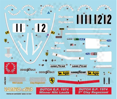 Ferrari 312B3 Holland 1974 Decal by Tameo Kits